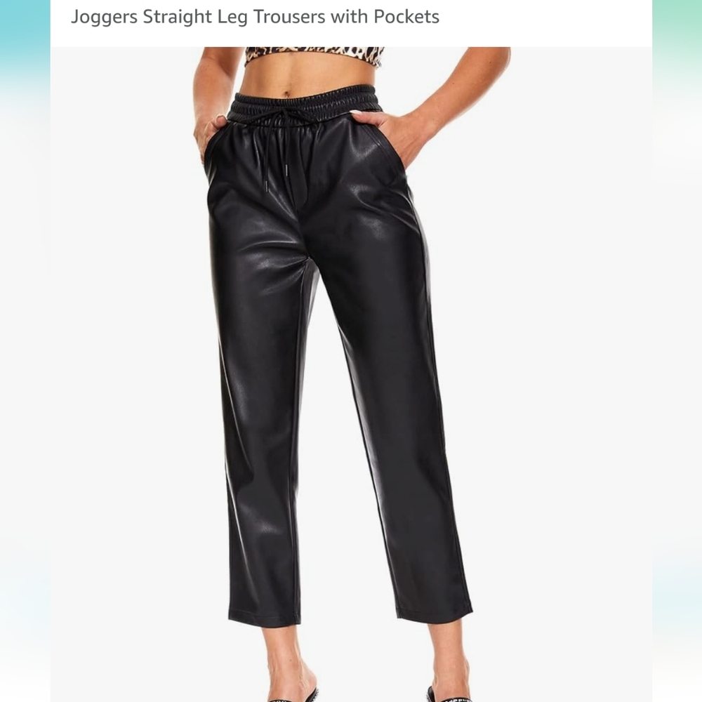 Womens joggers faux leather pants
